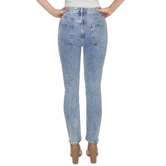 NEW We Wore What Womens Danielle Distressed High Rise Straight Leg Jeans Size 26 - Picture 2 of 11